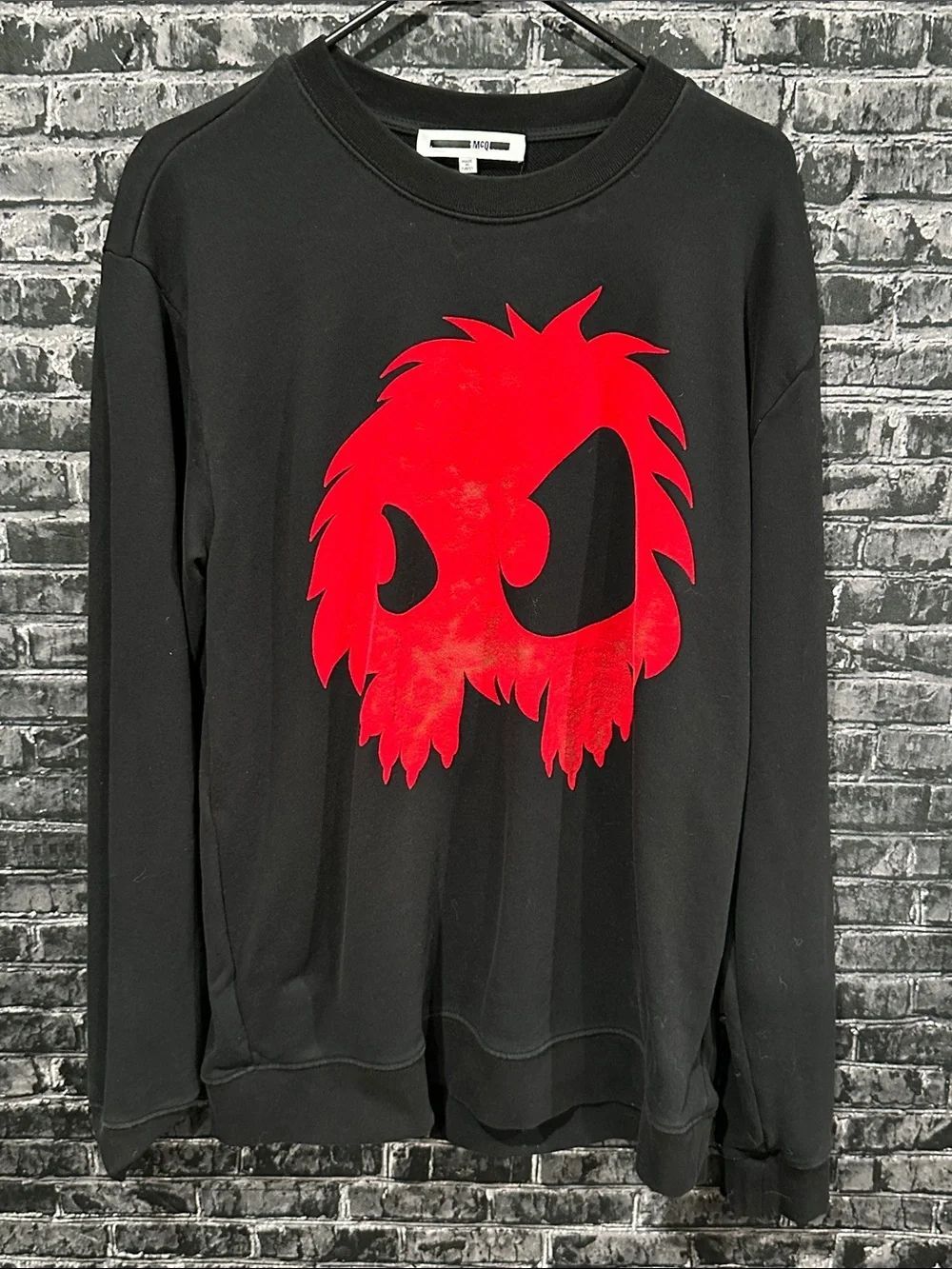 Alexander McQueen Black Crewneck Sweater with Red Graphic